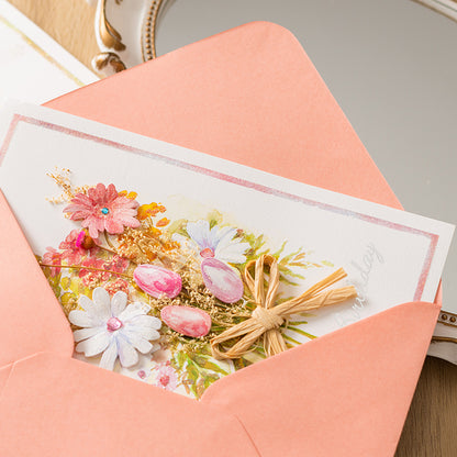 Mother's Day Dried Flowers Greeting Card with Envelope Pack 6