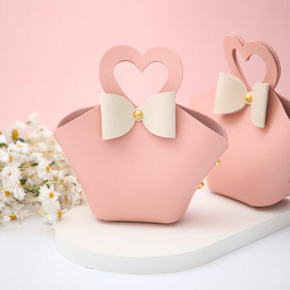 Sachet cadeau pour invités avec poignée cœur, lot de 20 (6x5x16cm)