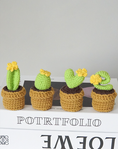 Finished Crocheted LOVE Potted Cactus Plants