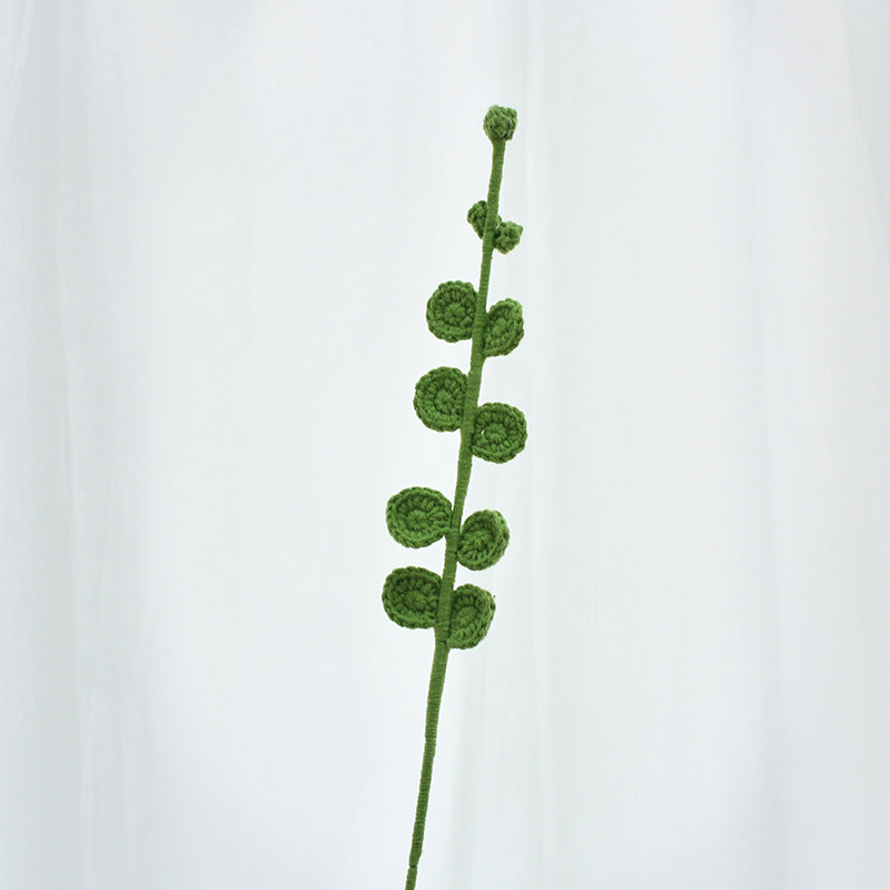 Set of 10 Finished Crochet Eucalyptus Branches Handmade Artificial Greenery Foliage
