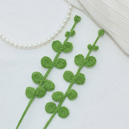 Set of 10 Finished Crochet Eucalyptus Branches Handmade Artificial Greenery Foliage