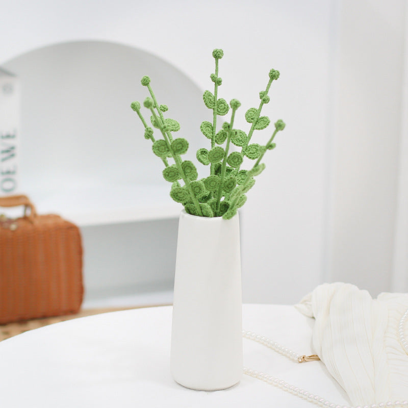 Set of 10 Finished Crochet Eucalyptus Branches Handmade Artificial Greenery Foliage