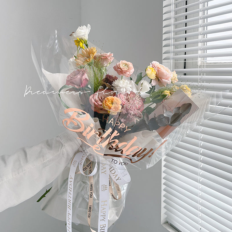Plastic Waterproof Flower Wrapping Paper, Stylish Half Transparent