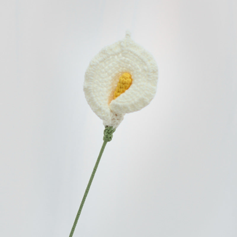 Set of 5 Cotton Yarn Knitting Artificial Flowers Finished Crochet Calla Lily