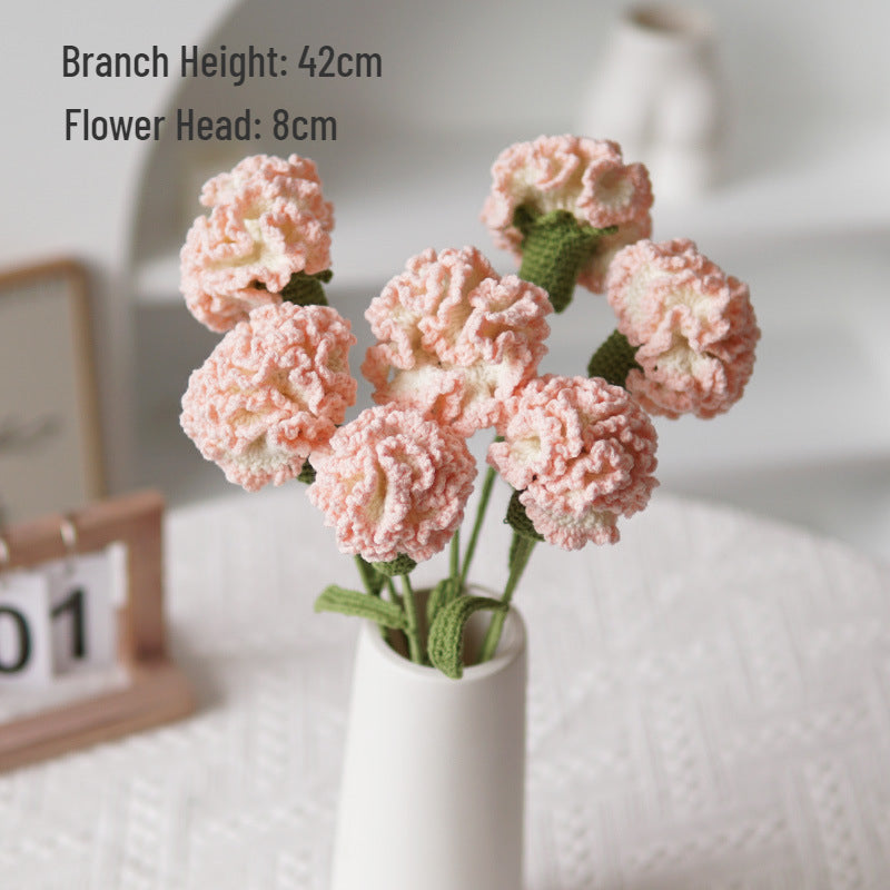 Set of 5 Cotton Yarn Crochet Finished Carnation Artificial Flowers Home Decor