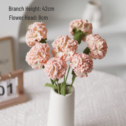 Set of 5 Cotton Yarn Crochet Finished Carnation Artificial Flowers Home Decor