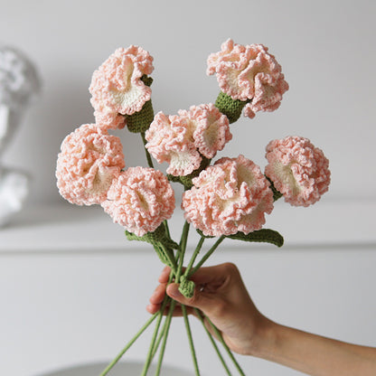 Set of 5 Cotton Yarn Crochet Finished Carnation Artificial Flowers Home Decor