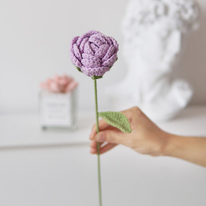 Set of 5pcs Finished Crocheted Gradient Rose Handmade Artificial Flower Branch