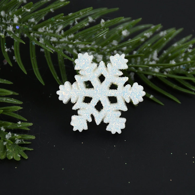 20pcs Christmas Glitter Snowflake Resin Ornaments