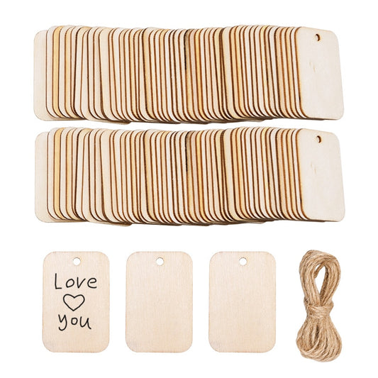 Lot de 100 étiquettes cadeaux en rondelles de bois