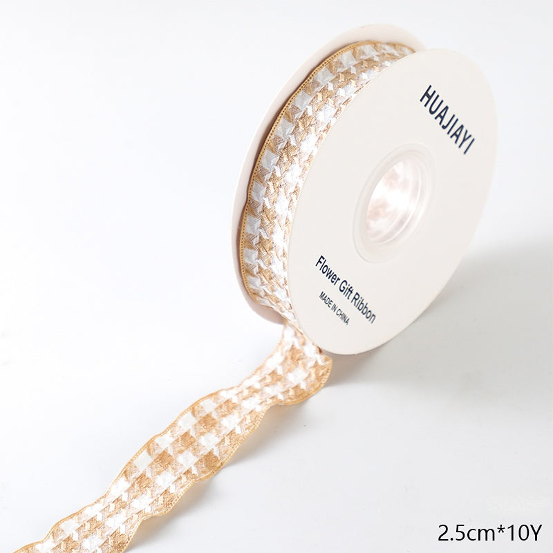 Houndstooth Florist Ribbon (25mmx10Yd)