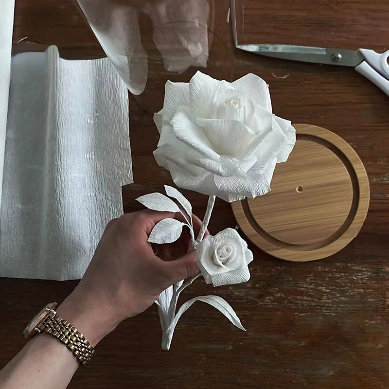 Rose Flower Making With White Paper