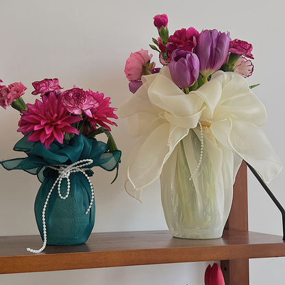 Vase Flower Potted Gift Wrapping Organza Fabric Pack 5