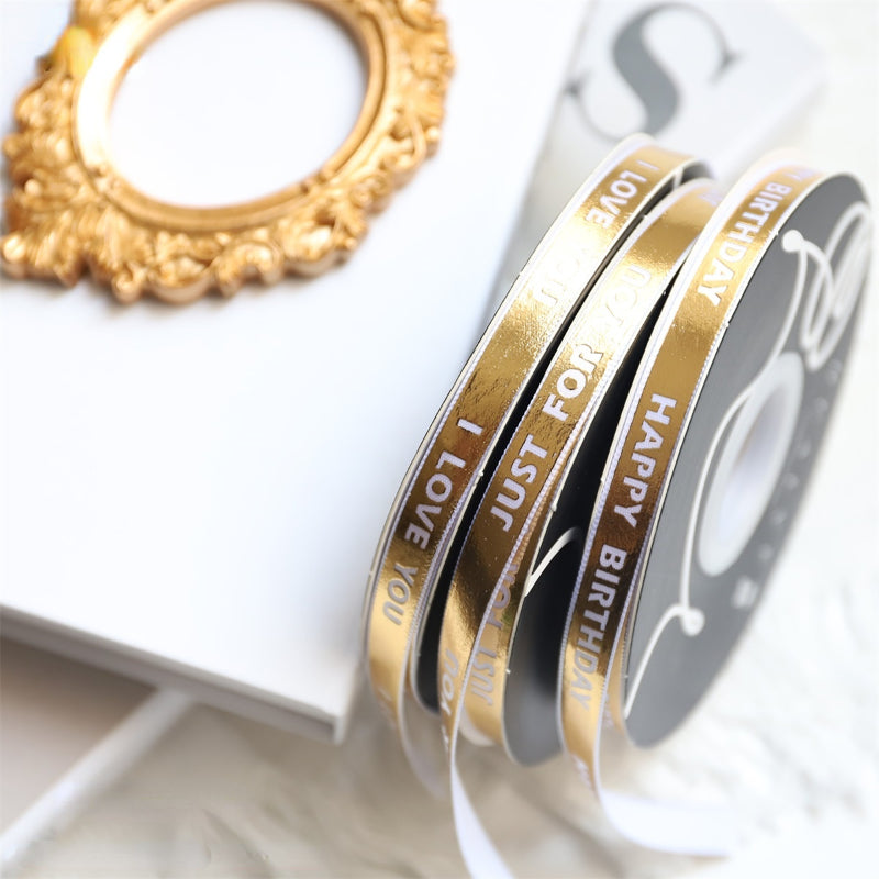 Gold Silver JUST FOR YOU Ribbon (1cmx40Yd)