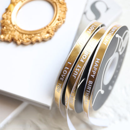 Gold Silver JUST FOR YOU Ribbon (1cmx40Yd)