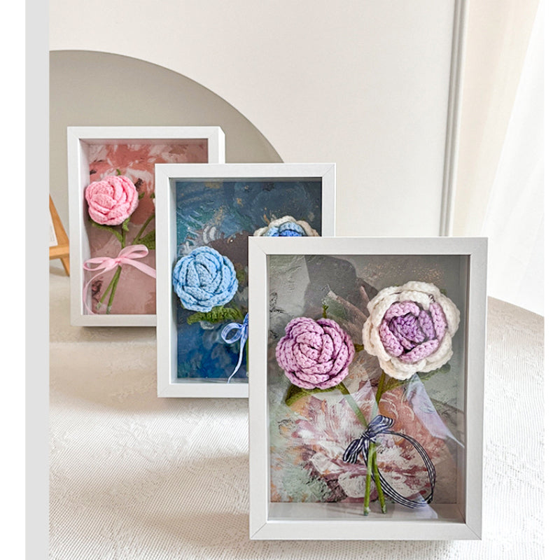 Crocheted Cotton Yarn Flower Photo Frame Gift for Her