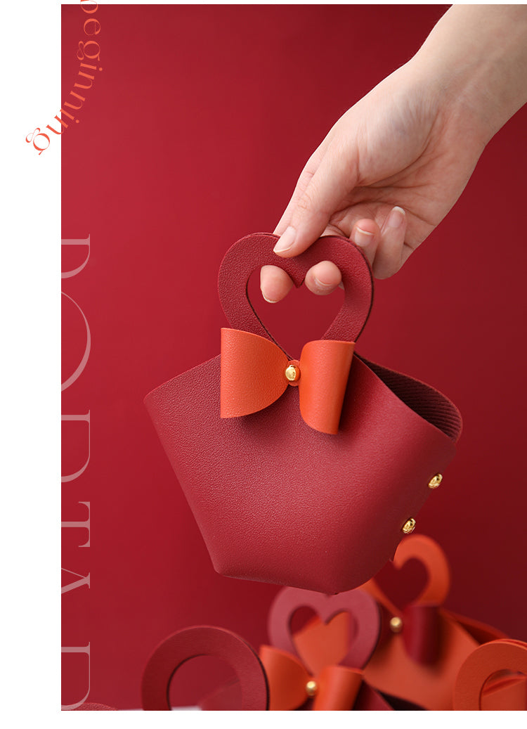 Sachet cadeau pour invités avec poignée cœur, lot de 20 (6x5x16cm)