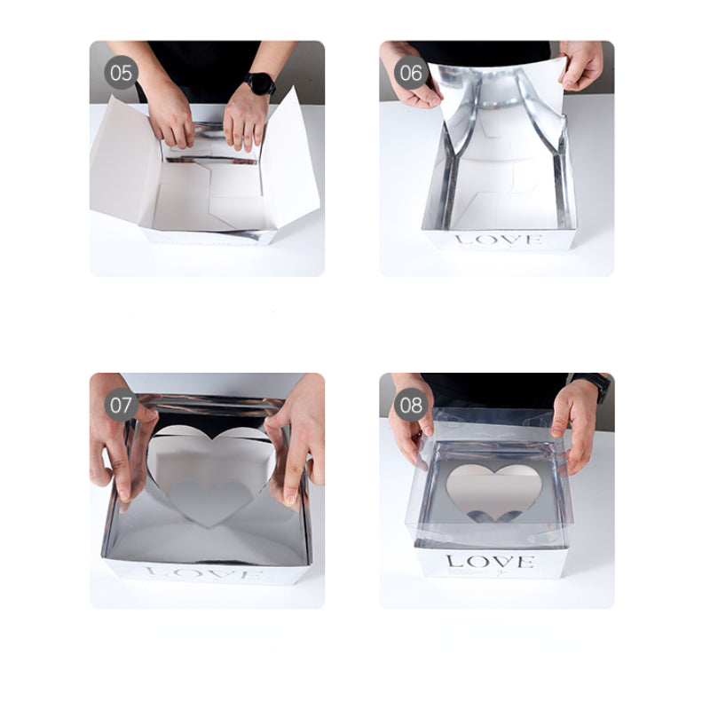 Heart-shaped Hollow Square Flower Box Pack 6