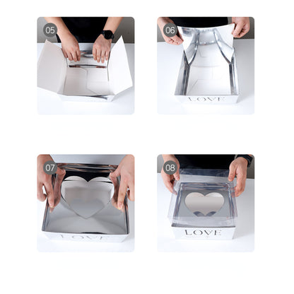 Heart-shaped Hollow Square Flower Box Pack 6