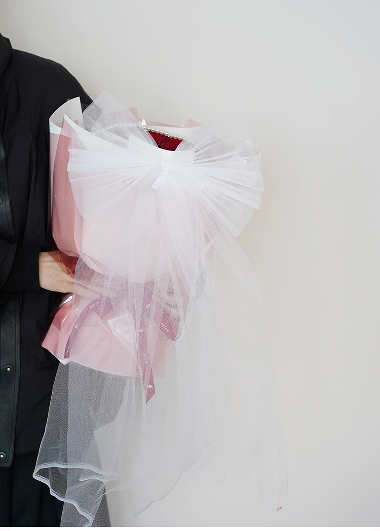 Large Tulle Gift Bow for Bouquet Decoration