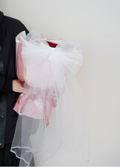 Large Tulle Gift Bow for Bouquet Decoration