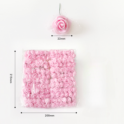 144pcs 2cm Artificial Mini Foam Rose Heads with Tulle