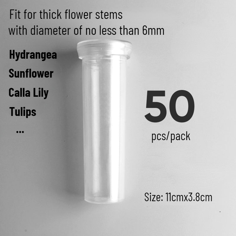 Pack Of 50 Plastic Flower Tubes Transparent Water Tube For Flowers,  Reusable Flowers, Water Tubes