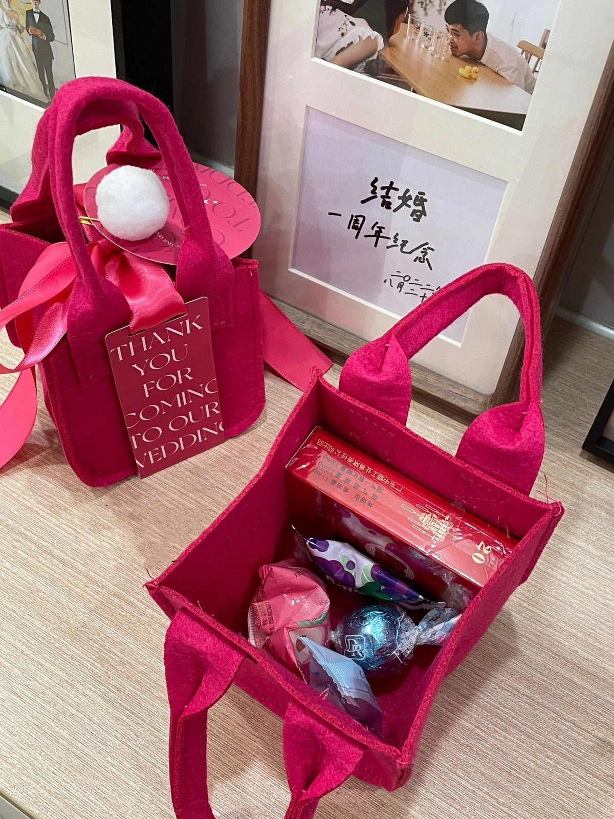 Pink Non-Woven Party Bags Gift Bags with Handles Pack 10