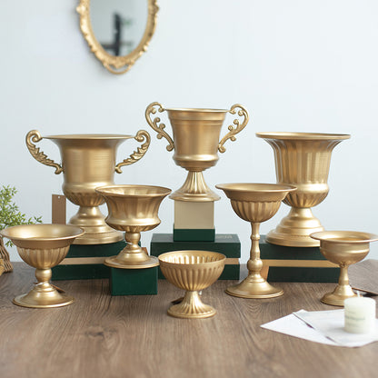 gold compote vases