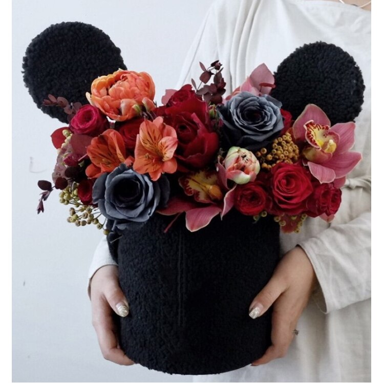 Velvet Plush Floral Gift Arrangement Box