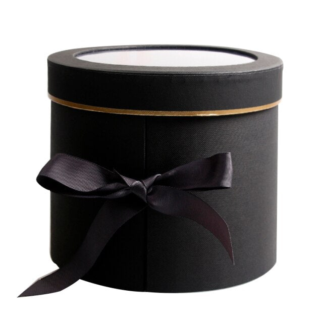 Round Hat Boxes Black with Gold Trim