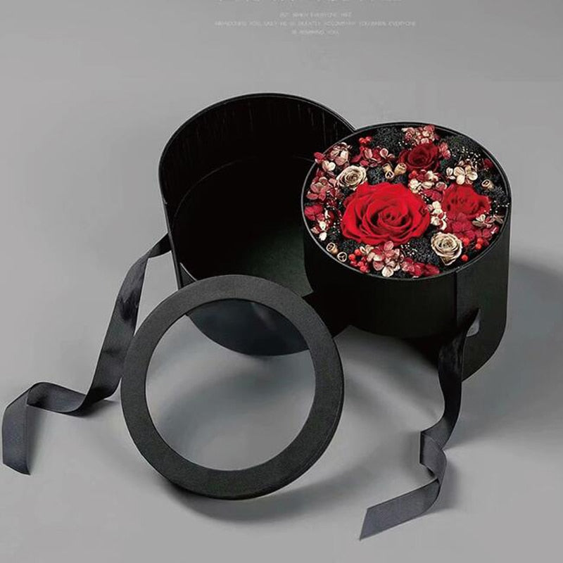 Double Layer Round Flower Hat Boxes with Ribbon