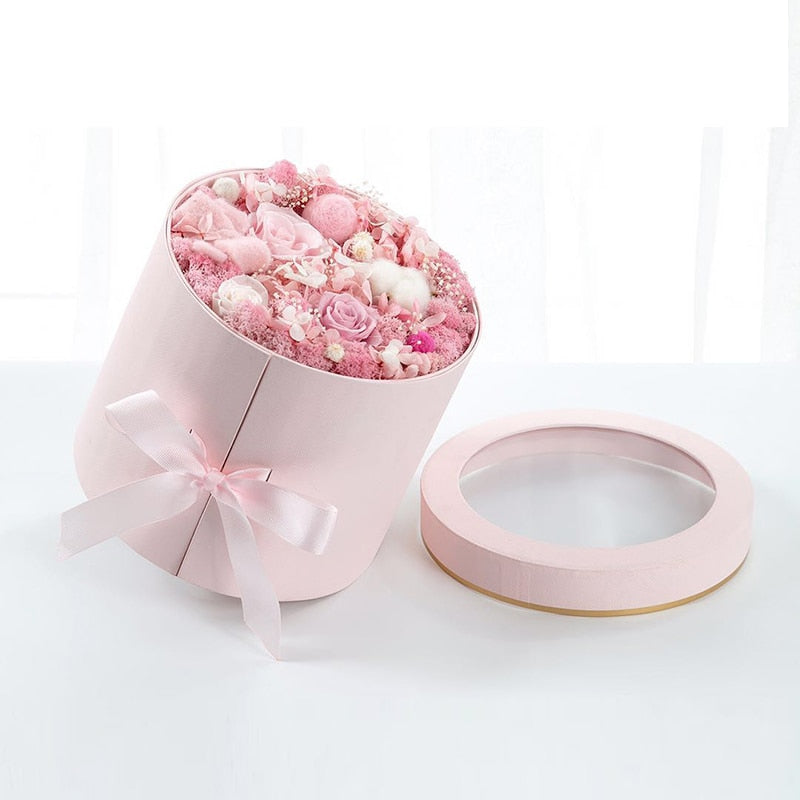 Double Layer Round Flower Hat Boxes with Ribbon