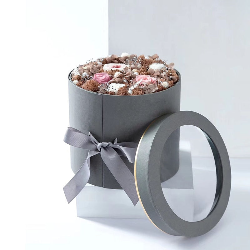 Double Layer Round Flower Hat Boxes with Ribbon