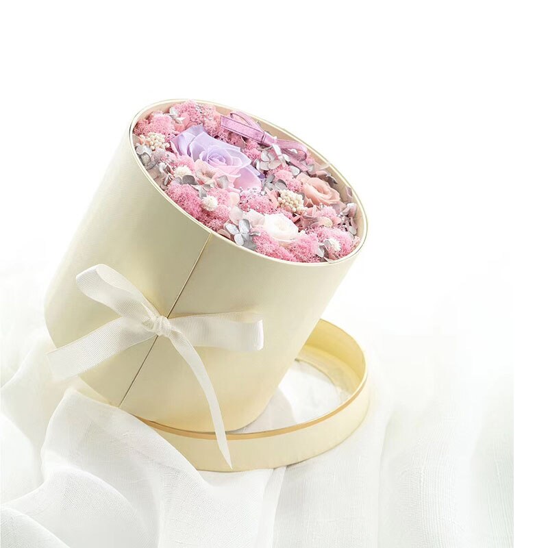 Double Layer Round Flower Hat Boxes with Ribbon