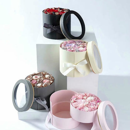Double Layer Round Flower Hat Boxes with Ribbon