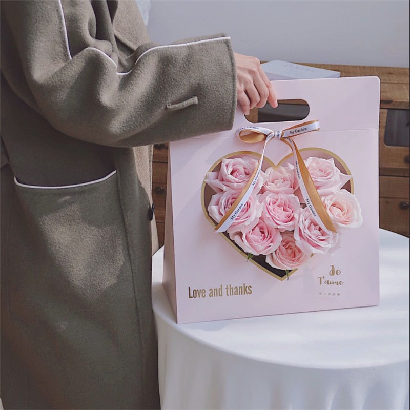 Heart Cutout Flower Bouquet Bags Pack 10