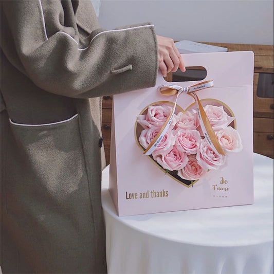 10pcs Heart Cutout Flower Bouquet Bags