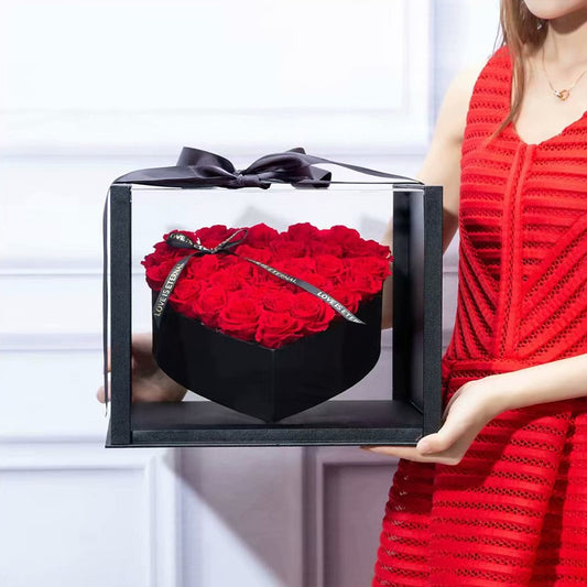 Transparent Acrylic Large Square Gift Box with Ribbon