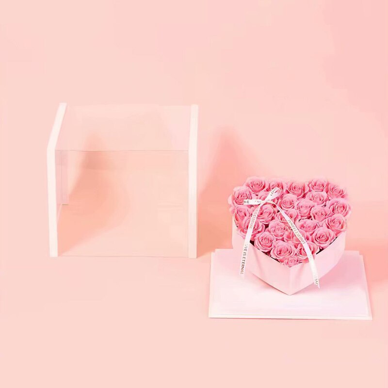 Transparent Acrylic Large Square Gift Box with Ribbon