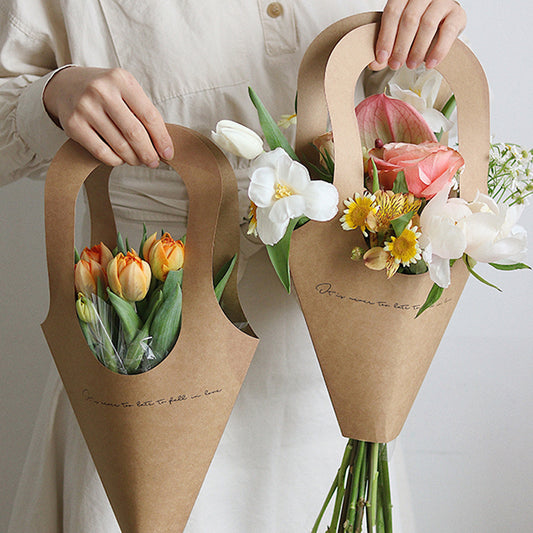 10pcs Kraft Paper Bouquet Rose Packaging Bags