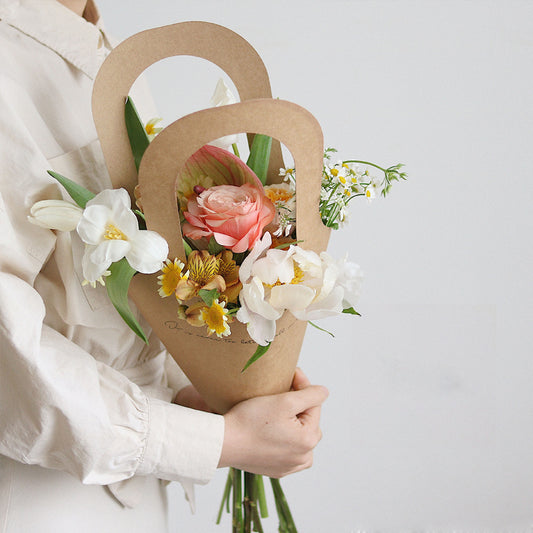 10pcs Kraft Paper Bouquet Rose Packaging Bags