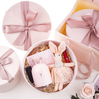 Velvet Round Gift Wrap Box with Ribbon