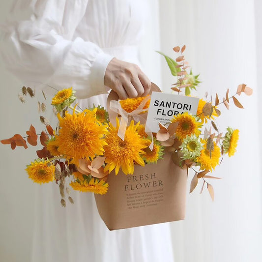 10pcs Kraft Wrapping Bags with Handle for Flowers