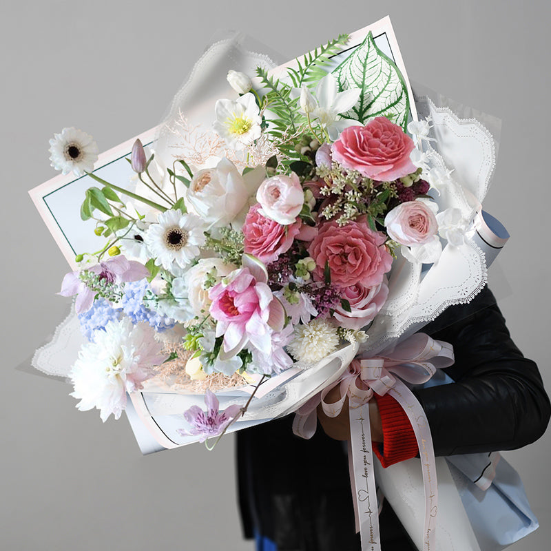 20 Sheets Romantic Flower Bouquet Wrap Transparent Cellophane DIY