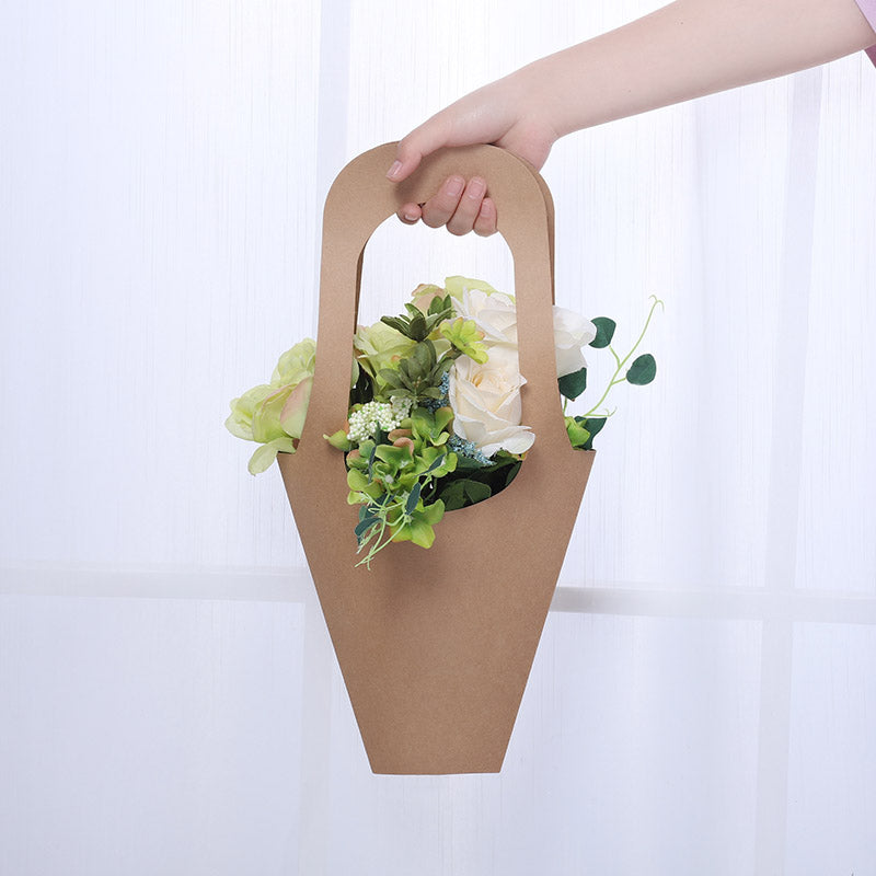Creative Flower Bags For Bouquets With Handle And Metal Chain, 5.9x3.9x4.1  Inch - 8 Counts