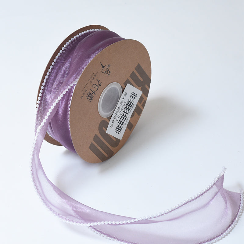 Sheer Organza Ribbon with Pearl Beaded Edge (1.5"x5Yd)