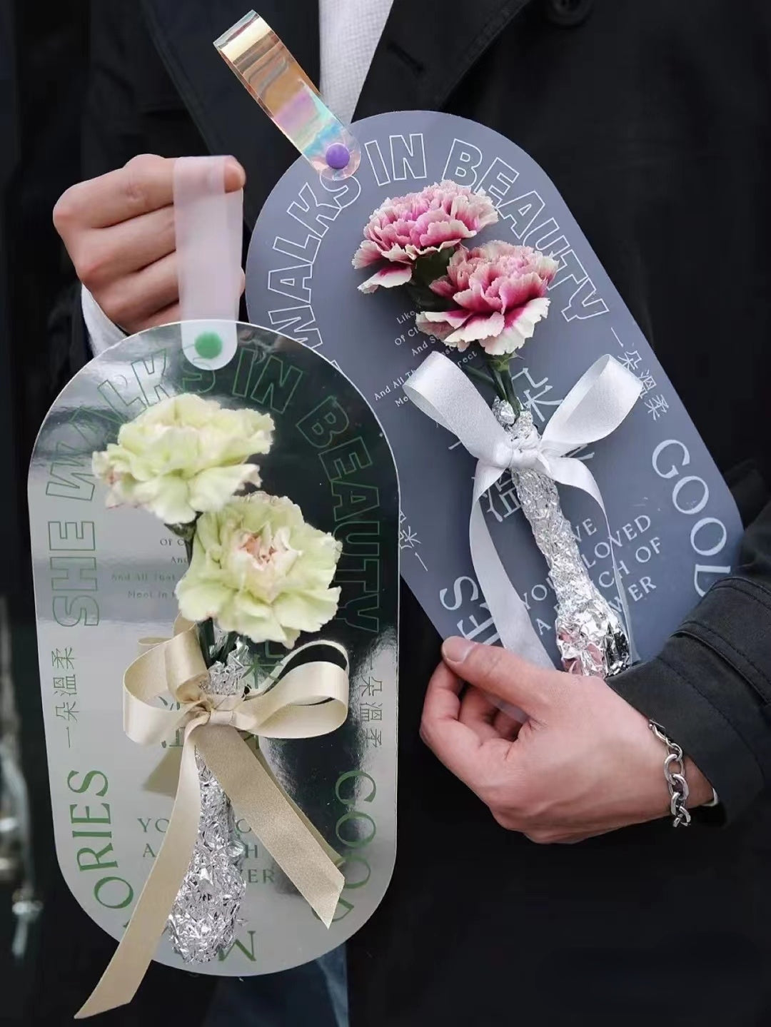 5pcs Lovely Heart Single Rose Sleeves Paper Flower Bouquet Bags